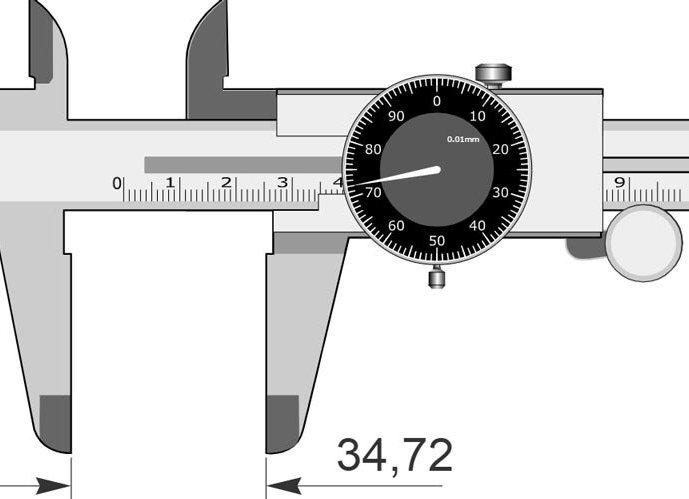 مثال دوم، نحوه خواندن کولیس‌های ساعتی (عقربه‌ای)، 0.01 میلیمتر
