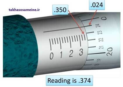 نحوه خواندن میکرومتر اینچی - مثال 2