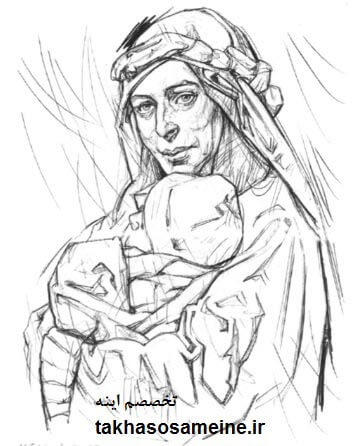 Drawing figure - طراحی فیگور زن با بچه در بغل
